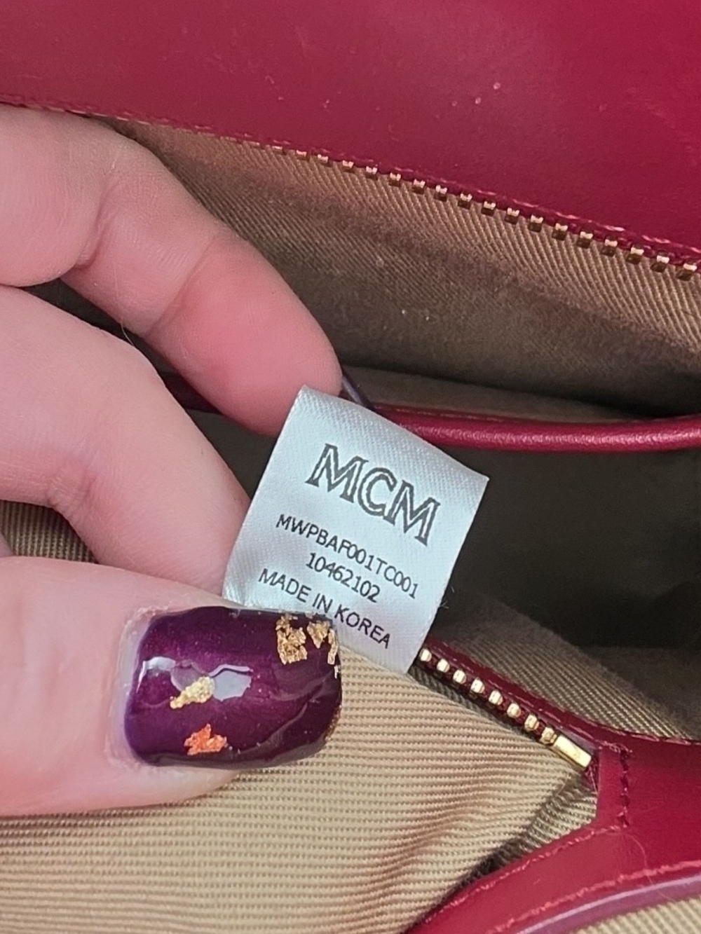 MCM Rose Gold Metallic Vietos Burgundy Stripe Gold Hardware Large Tote (EUC)✨️ - Picture 14 of 15
